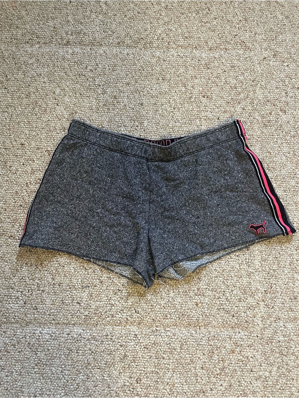PINK Victoria's Secret Gray Knit Athletic Shorts with Pink Trim